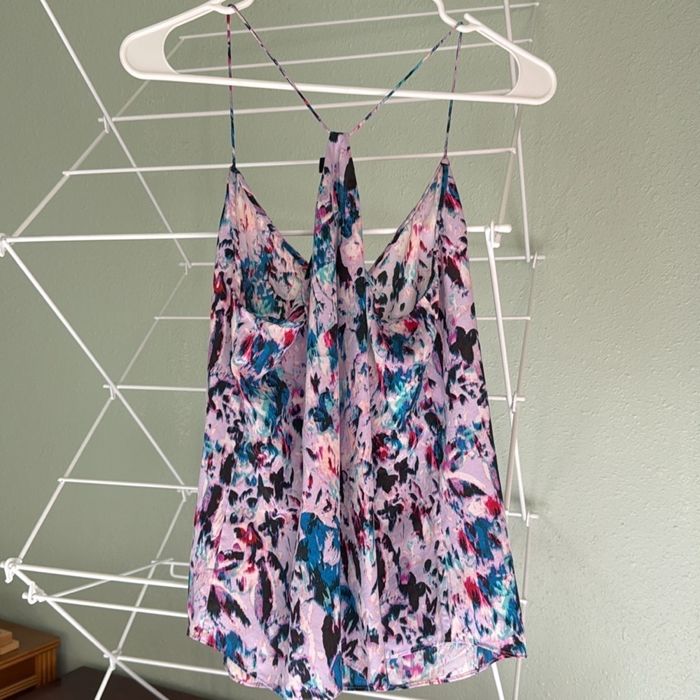 J. Crew Watercolor Abstract Floral Camisole Tank Top size 10 (RP7) - Picture 3 of 5